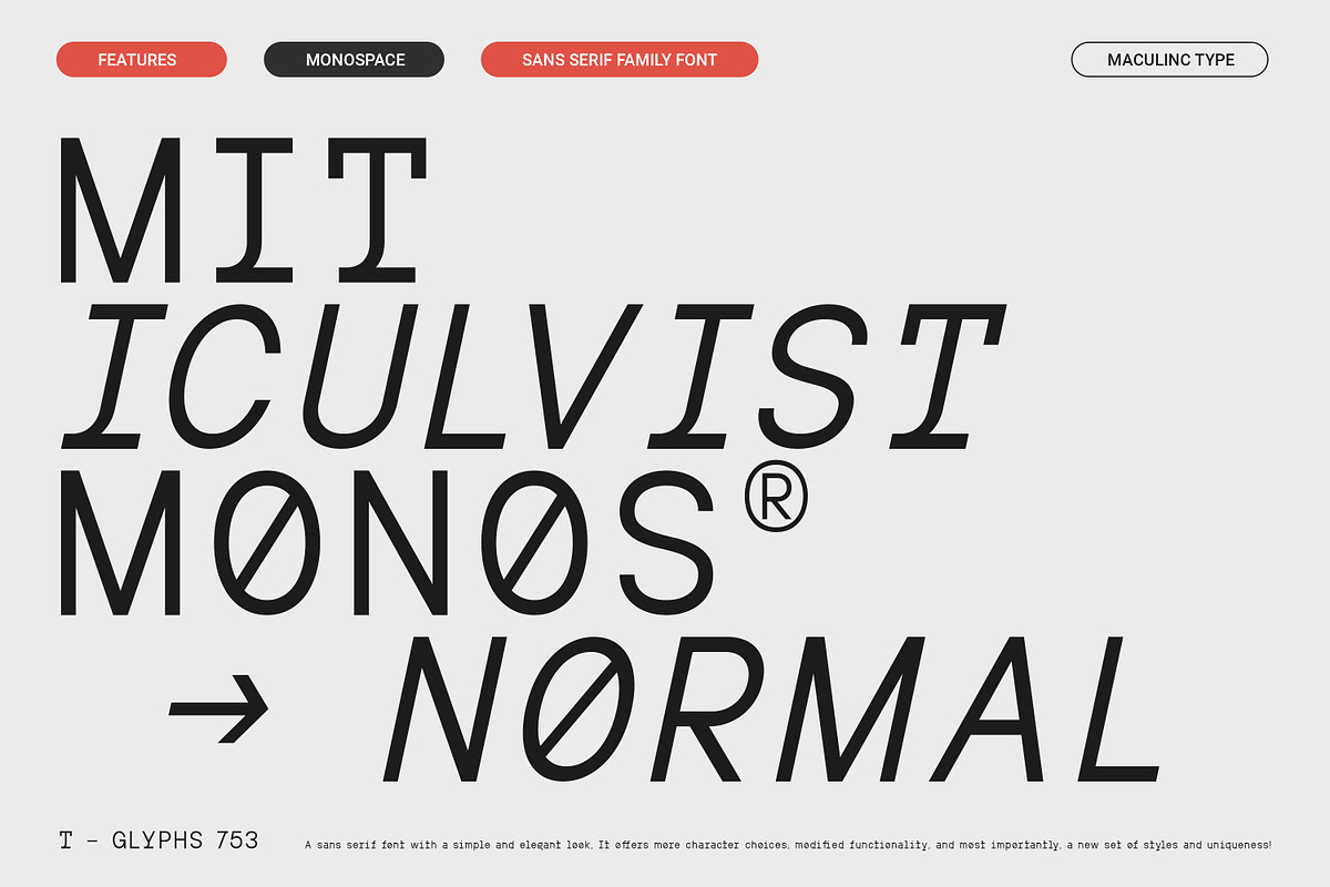 MIT Iculvist Monos Normal, a Sans Serif Font by Maculinc Type (Photo 1 of 11)