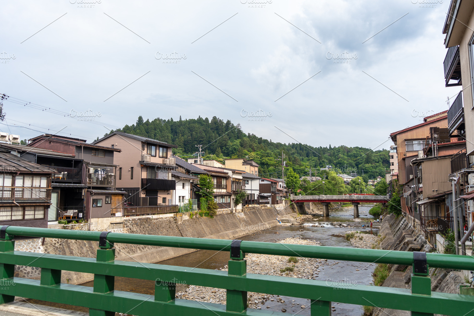Miyagawa River flowing through traditional houses in Takayama, J, an Architecture Photo by GoodGoods