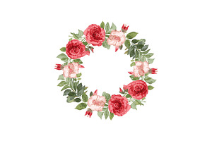 Romantic Rose Wreath Clipart Set, an Object Graphic by Designs_River