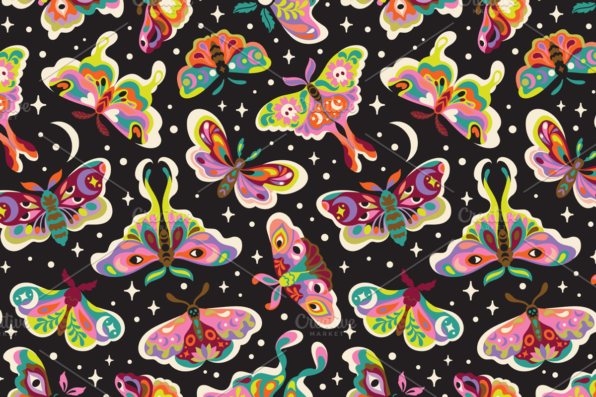 Moonlit Moths - Set and Patterns, a Pattern Graphic by PenguinHouse (Photo 10 of 10)