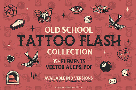 OLD SCHOOL TATTOO FLASH COLLECTION, a Decorative Illustration by Trape Graphic Studio