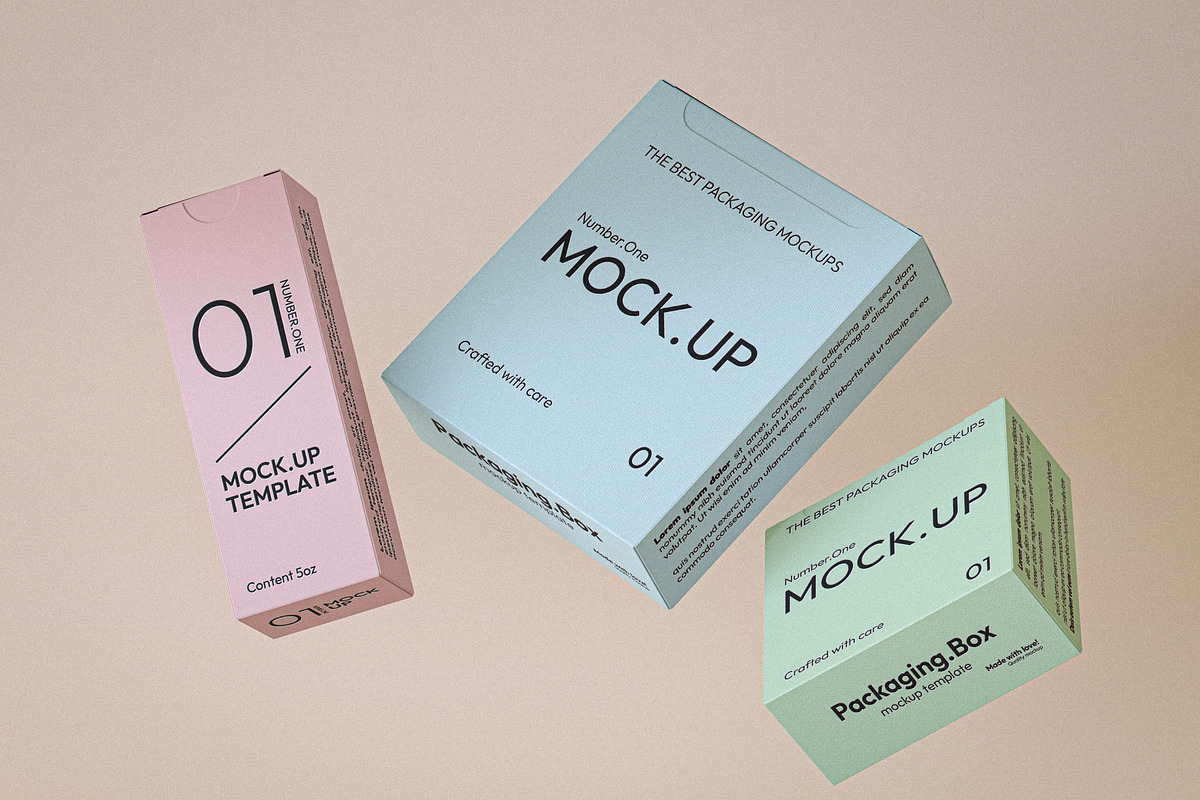Packaging Boxes Mockup, a Packaging Mockup by Designer Dude