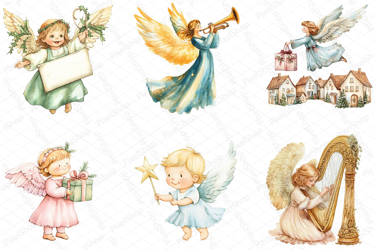 Christmas Angel Clipart, an Illustration by DreamPrint404 (Photo 4 of 5)