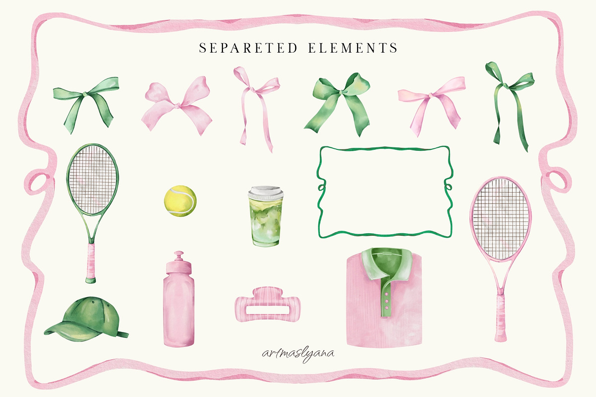 Tennis Aesthetic Collection, a Sport Illustration by ArtMaslyana (Photo 2 of 7)