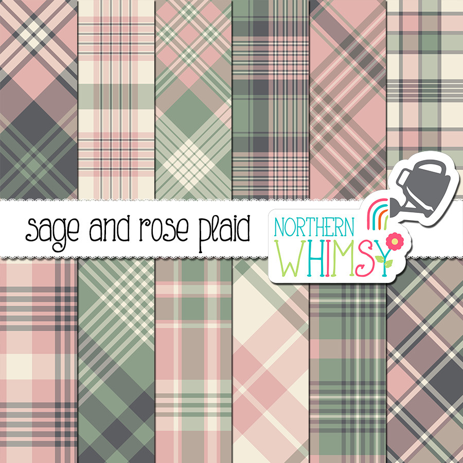 Pink, Gray, & Green Plaid Patterns, a Pattern Graphic by Northern ...