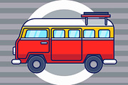 Classic Camper Van Minibus Cartoon, a Transportation Illustration by Artstorystudio (Thumbnail 2 of 3)