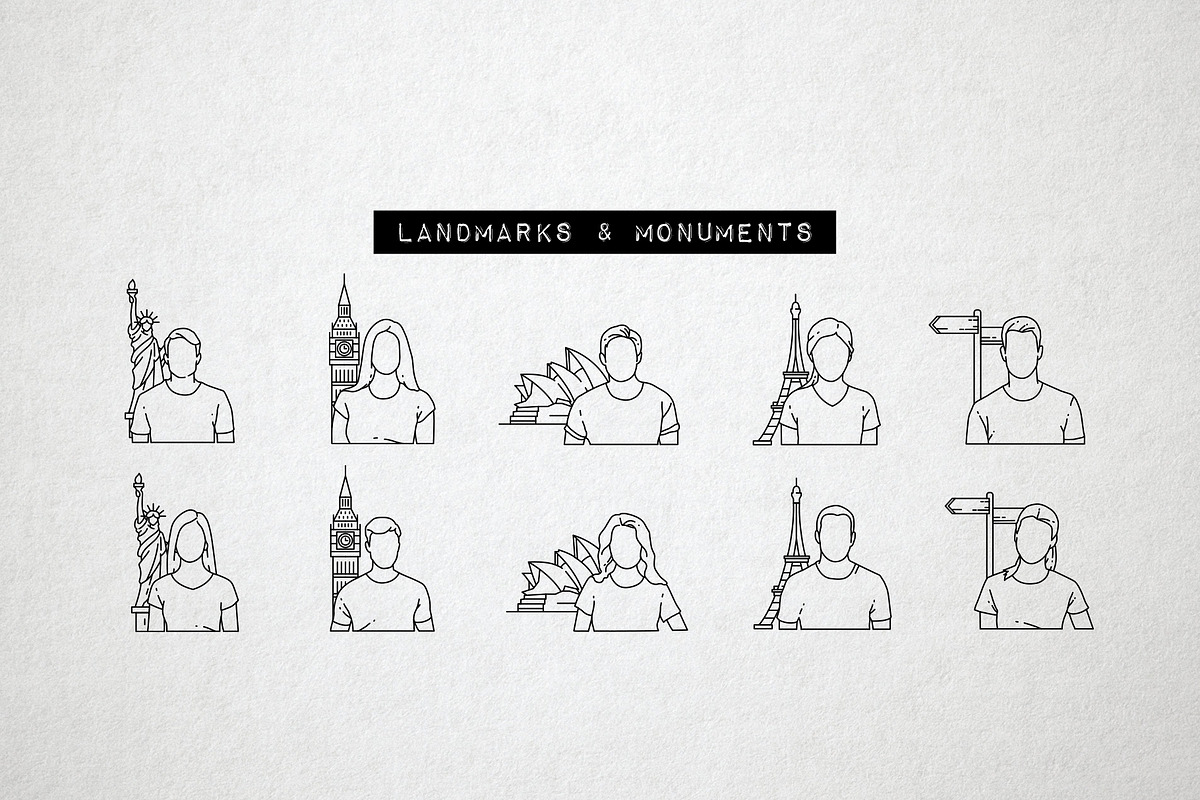 60 Travel Icons - Traveler Avatars, an Outline Icon by Hatch Design Workshop (Photo 7 of 10)