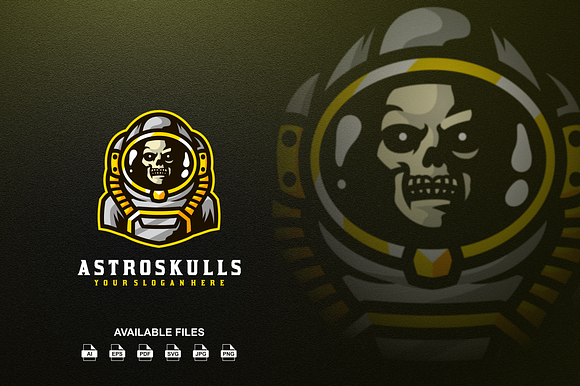 Astronaut Skull Logo preview 2