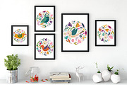 Folk art Birds and Flowers, a Decorative Illustration by Olesya Agudova (Thumbnail 8 of 8)