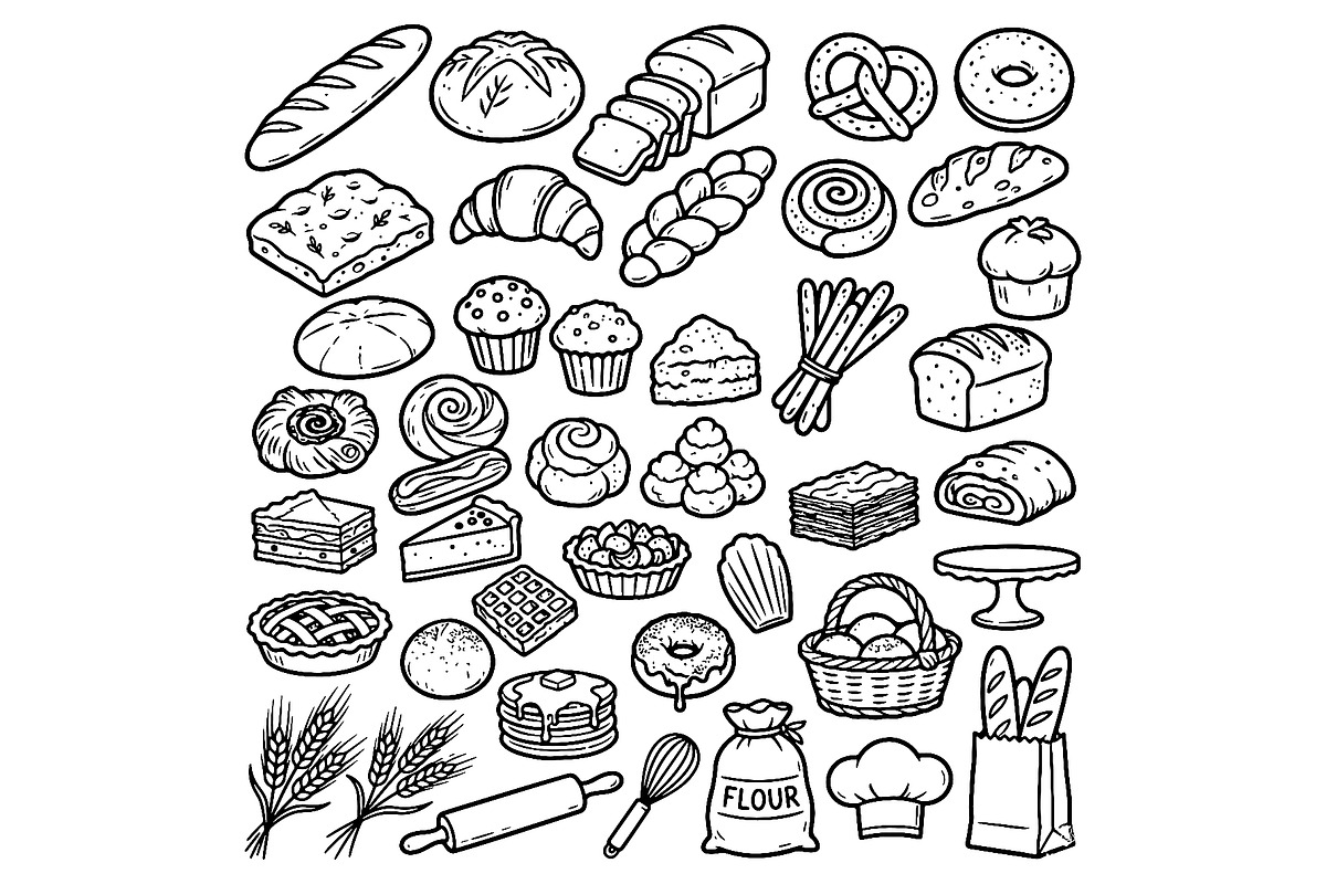 French bakery bread doodles, hand, an Object Illustration by Voodz_shop (Photo 1 of 3)