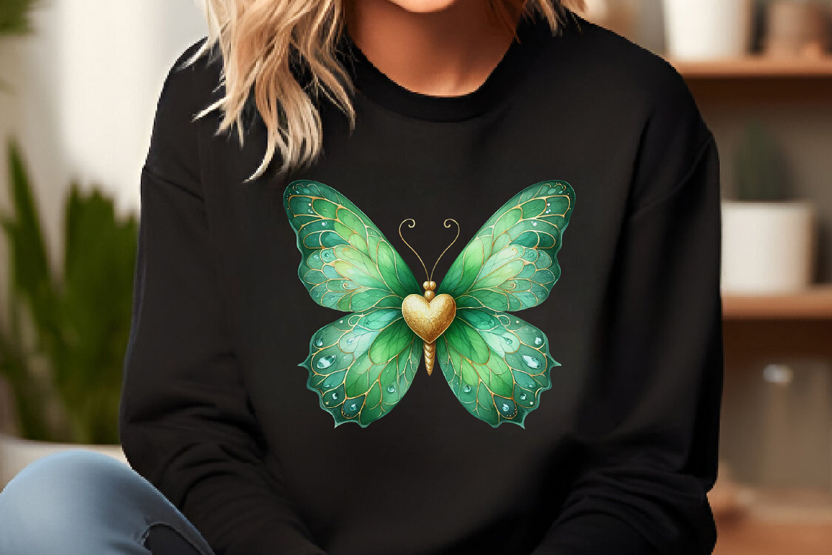 Green Gold Butterflies Clipart, an Illustration by DreamCafeArt (Photo 6 of 6)
