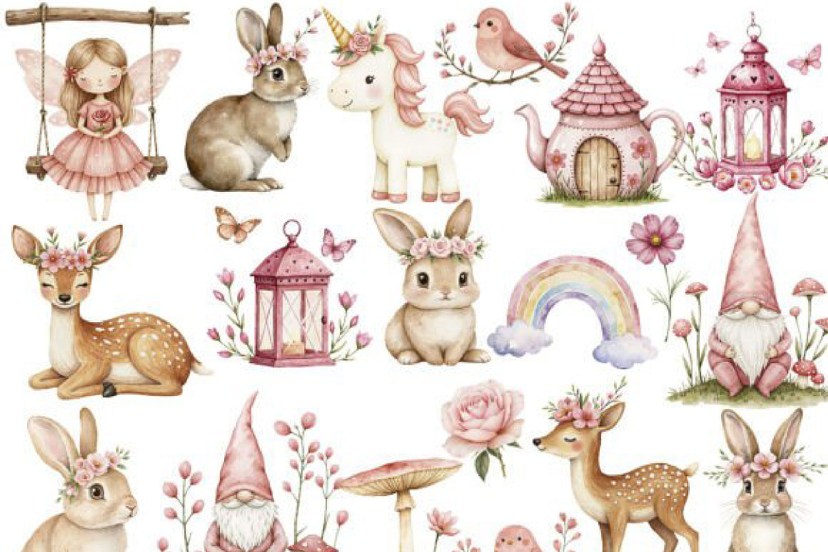 Watercolor Magical Garden Pink PNG, an Illustration by JackArt (Photo 6 of 8)