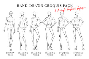 Sale-Hand-Drawn Fashion Croquis Pack