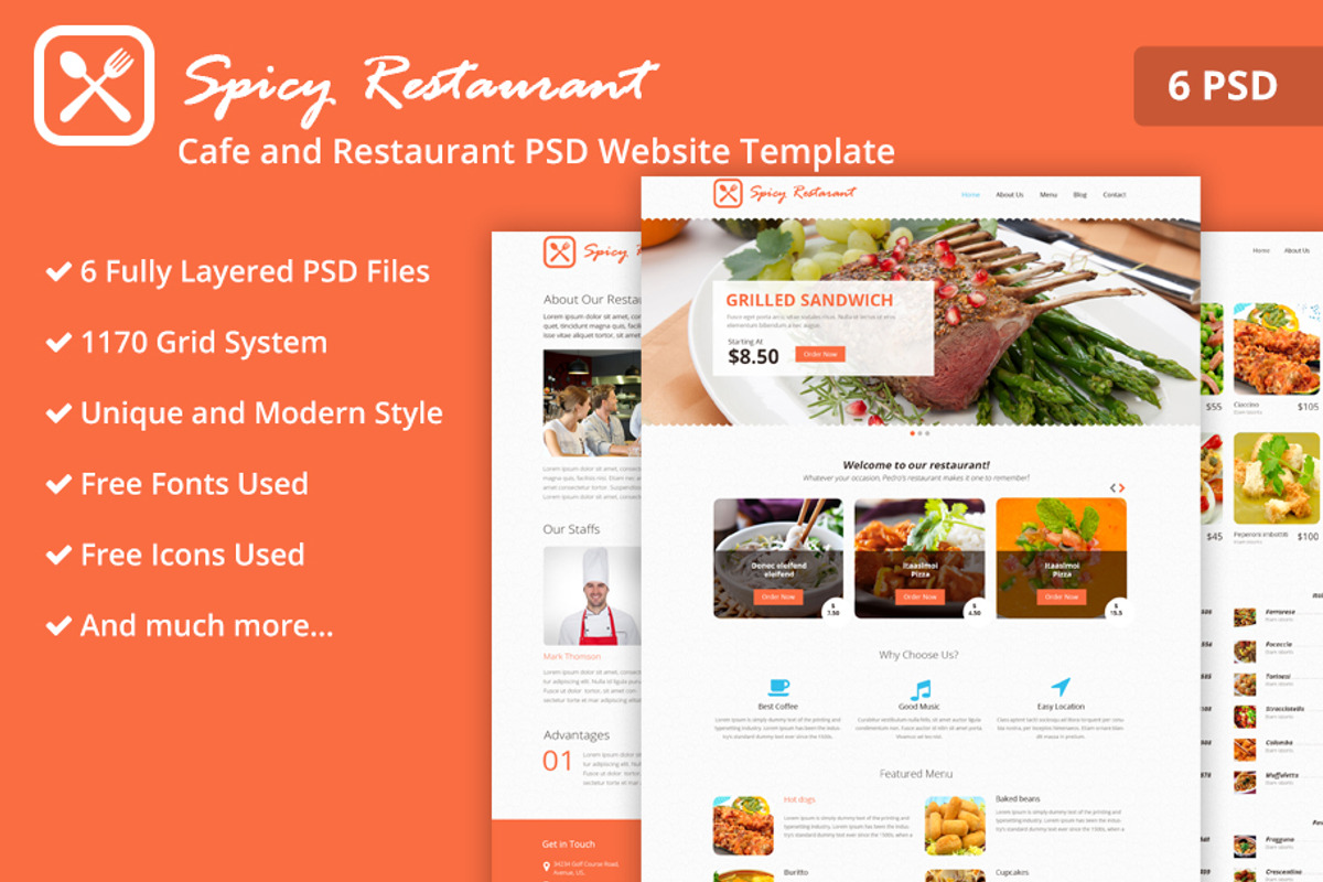 Cafe and Restaurant PSD Template, a Websites & App Template by WebbyTemplates (Photo 1 of 7)