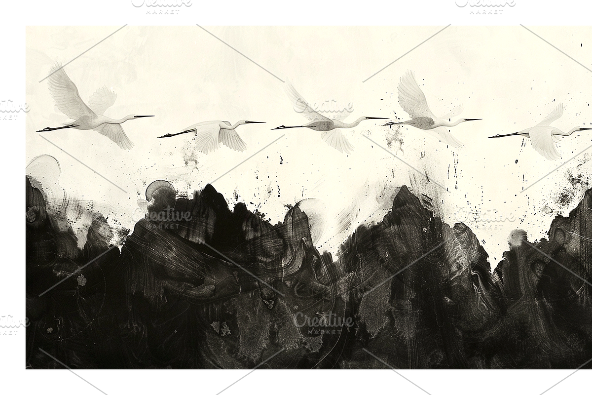 Gret Collection · Egrets in Flight, an Animal Illustration by milatovar (Photo 11 of 17)