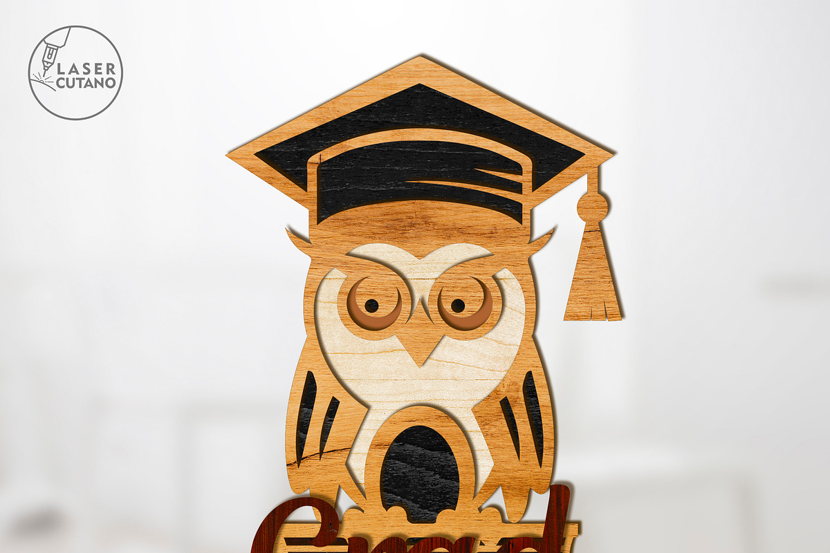 Graduation Owl Decorative Template, a Design Template by LaserCutano (Photo 6 of 6)