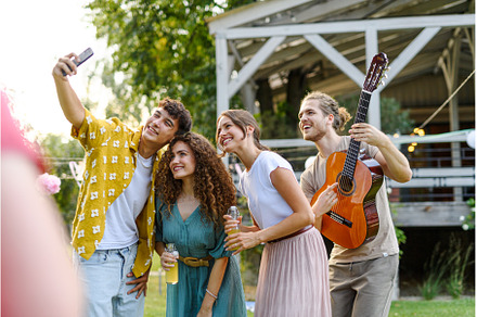 Friends taking selfie at a summer, a Person Photo by HalfPoint