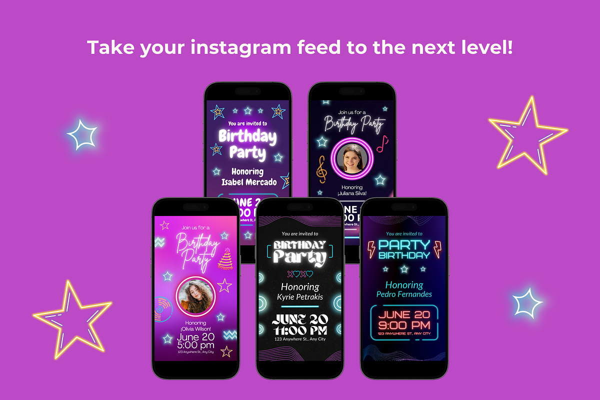 Neon Birthday Party Instagram Story, a Templates & Theme by TemplateCastleStore (Photo 3 of 9)