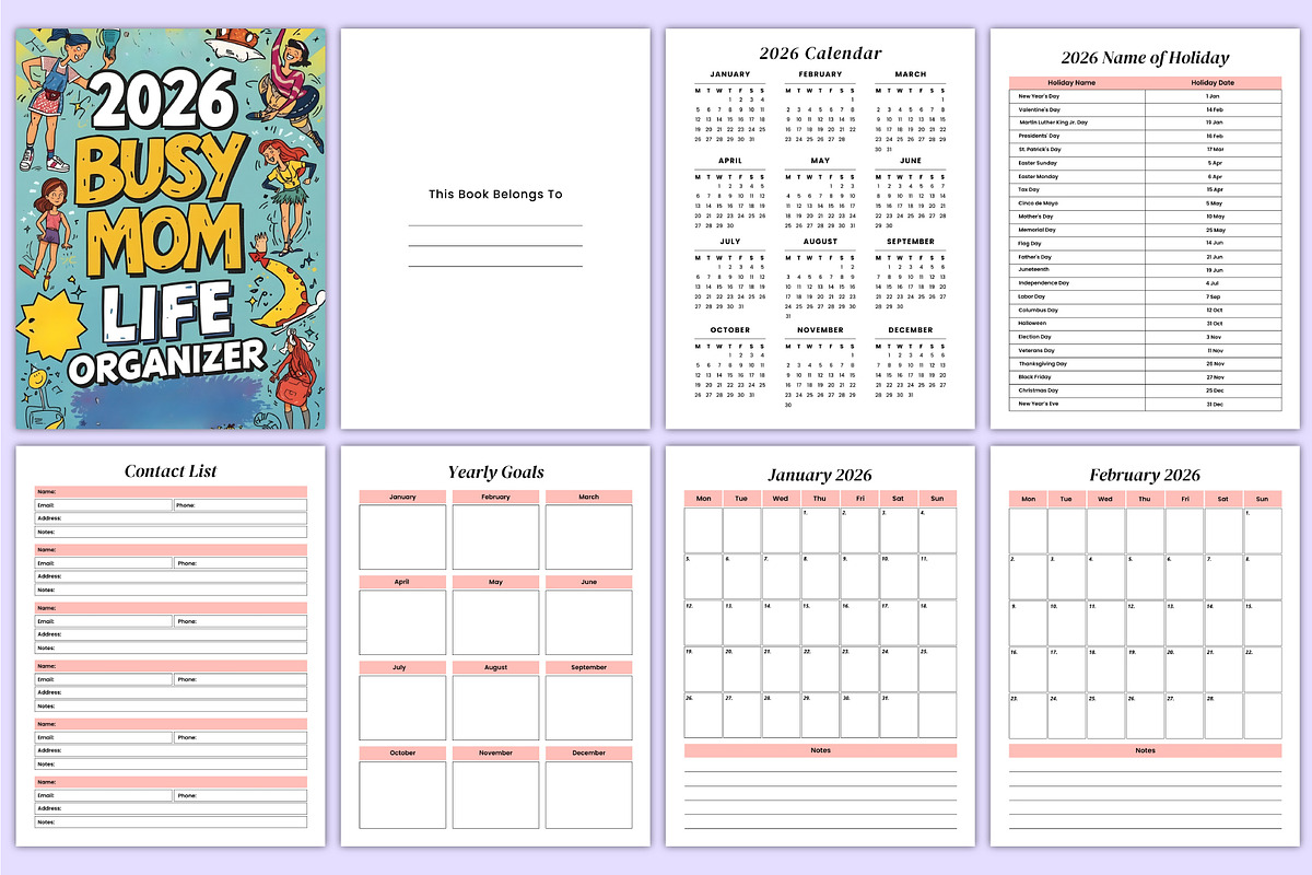 2026 Busy Mom Life Organizer Canva, a Stationery Template by Mustafiz (Photo 2 of 7)