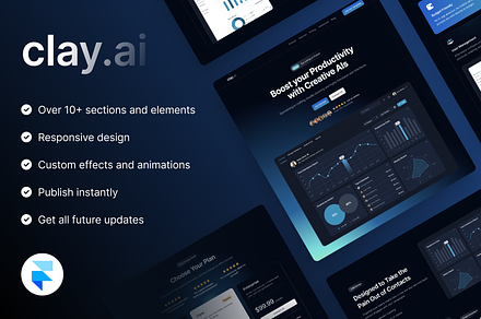 ClayAI - SaaS Framer Template, a Landing Page Template by Pentaclay