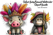 Safari Baby Animals Watercolor, a Seasonal Illustration by CreationArt (Thumbnail 1 of 5)
