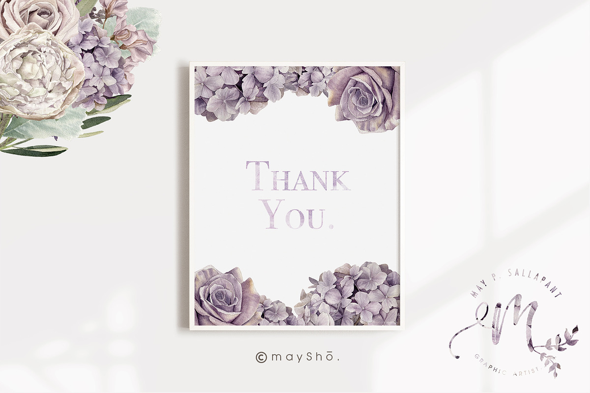 Lilac Purple Watercolor Flowers, an Illustration by May • SHO (Photo 13 of 13)