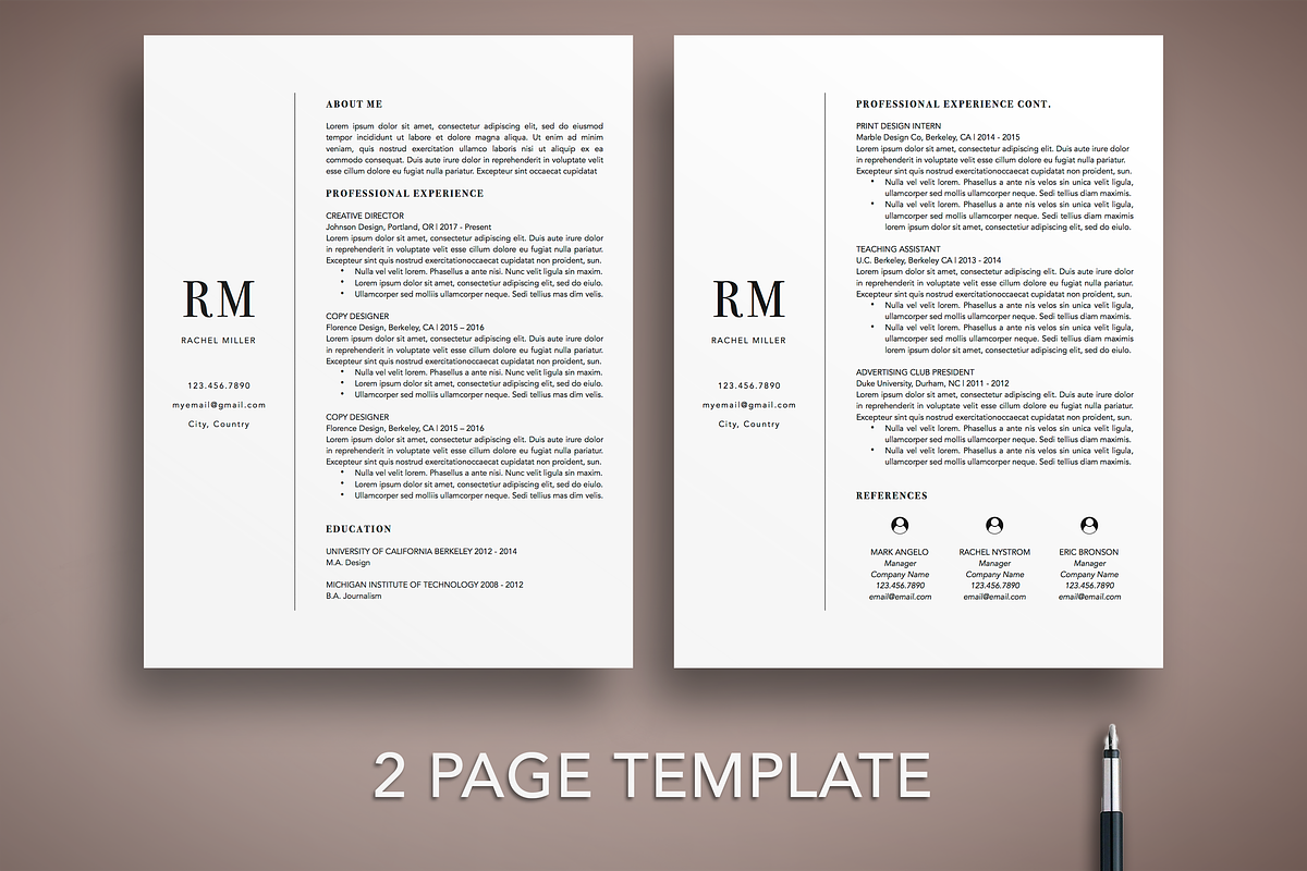 Modern CV Resume Template Word/Pages, a Resume Template by The Creative Resume (Photo 2 of 8)