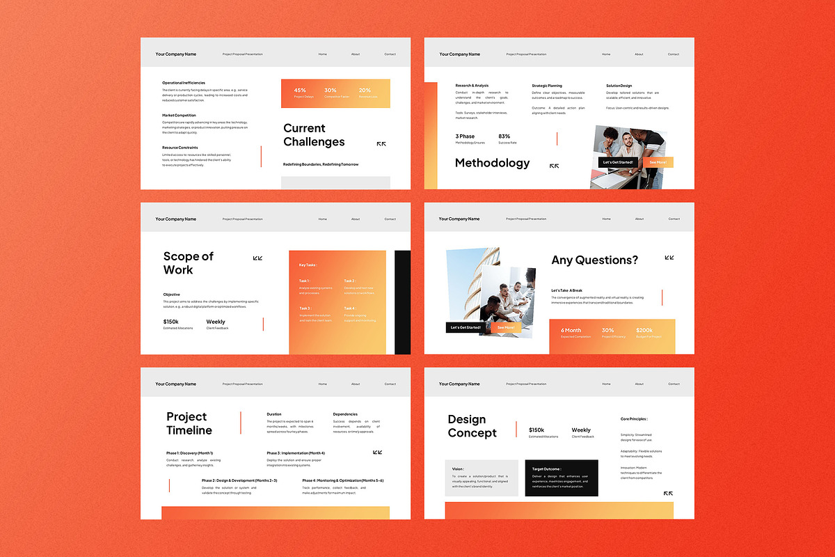 White Orange Project Proposal PPT, a Presentation Template by Aiyari Graphic (Photo 3 of 5)