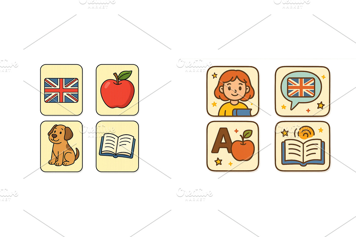 Educational matching game featuring, an Object Illustration by ZinetroN