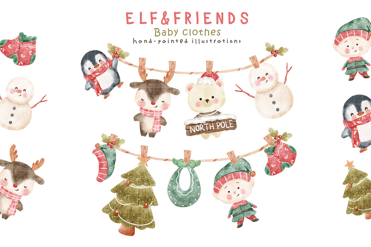 Baby Cloth Christmas Illustrations, a Seasonal Illustration by TheHappyGiftArt (Photo 3 of 4)