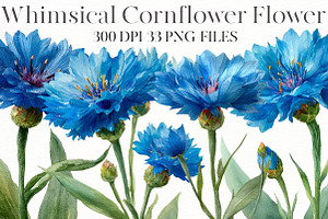 Whimsical cornflower Flower Clipar, an Illustration by Designworld