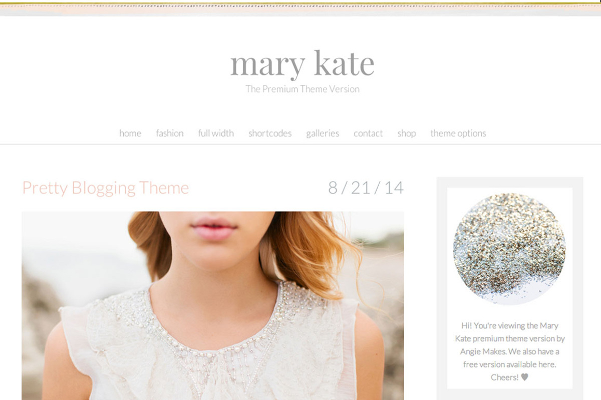 Mary Kate - Feminine WordPress Theme, a WordPress Template by angiemakeswebsites (Photo 1 of 5)