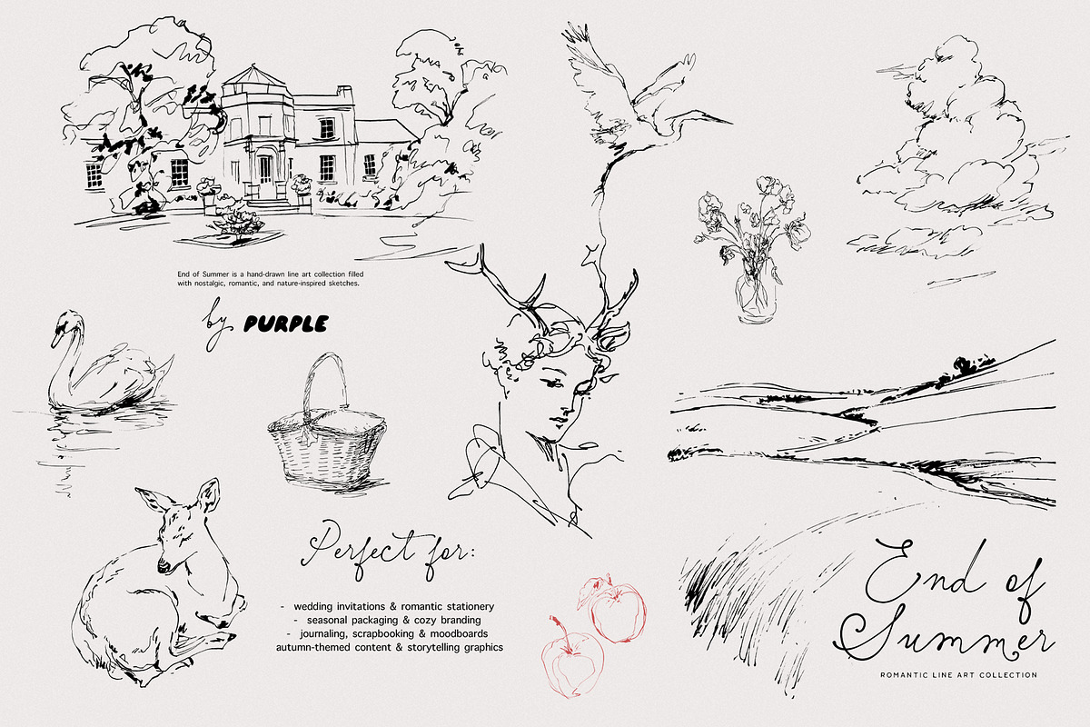 End of Summer: Line Art Collection, a Decorative Illustration by Purple (Photo 1 of 12)
