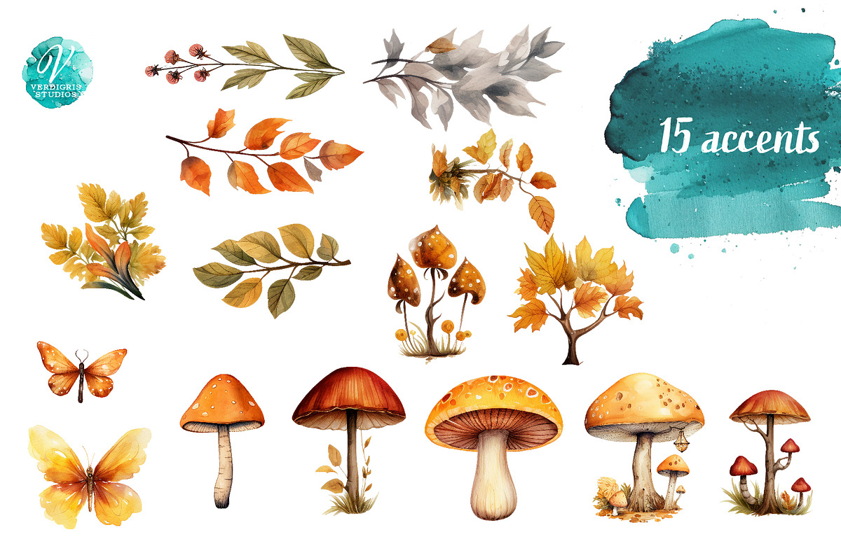 Watercolor Fall Fairy Houses, a Seasonal Illustration by Verdigris Studios (Photo 3 of 4)