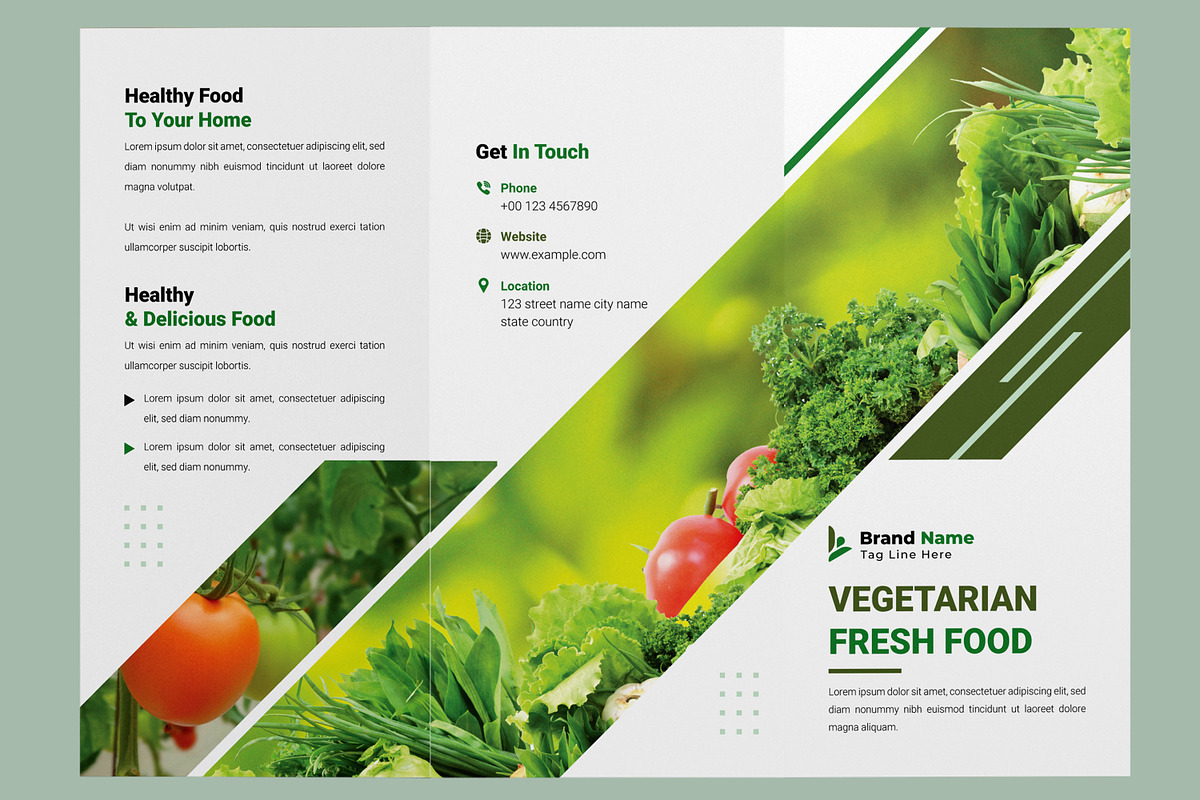 Vegetarian Food Trifold Brochure, a Brochure Template by MightyDesign (Photo 3 of 7)