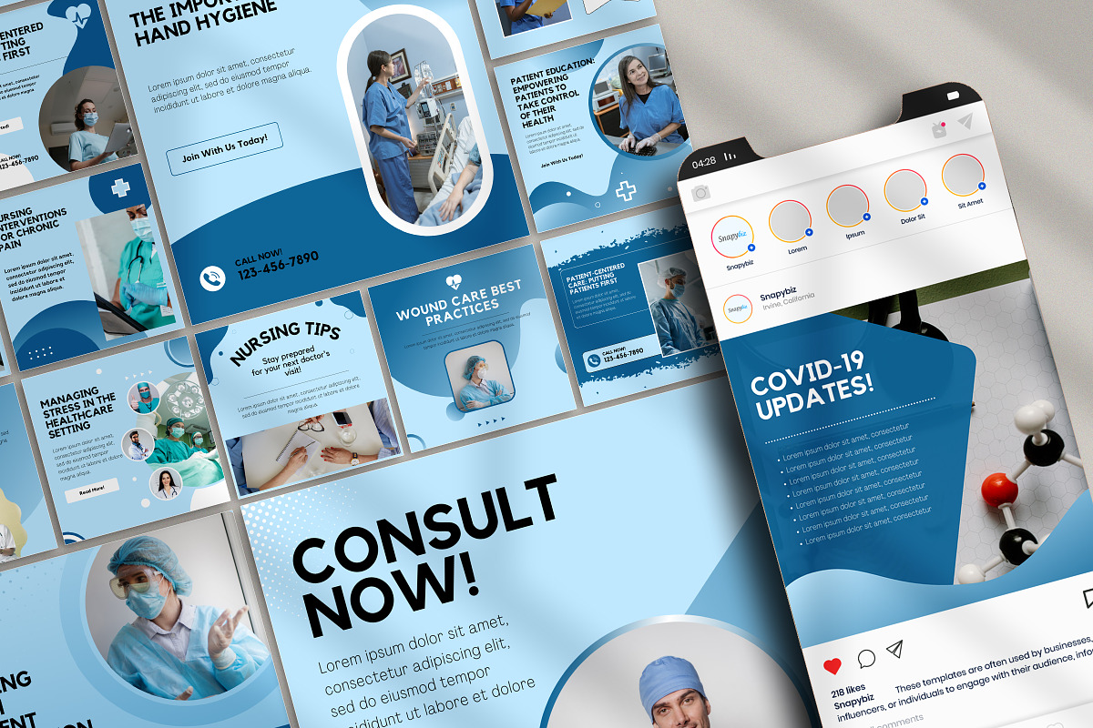 Nurse Instagram Canva Post Templates, a Social Media Template by Snapybiz (Photo 4 of 10)