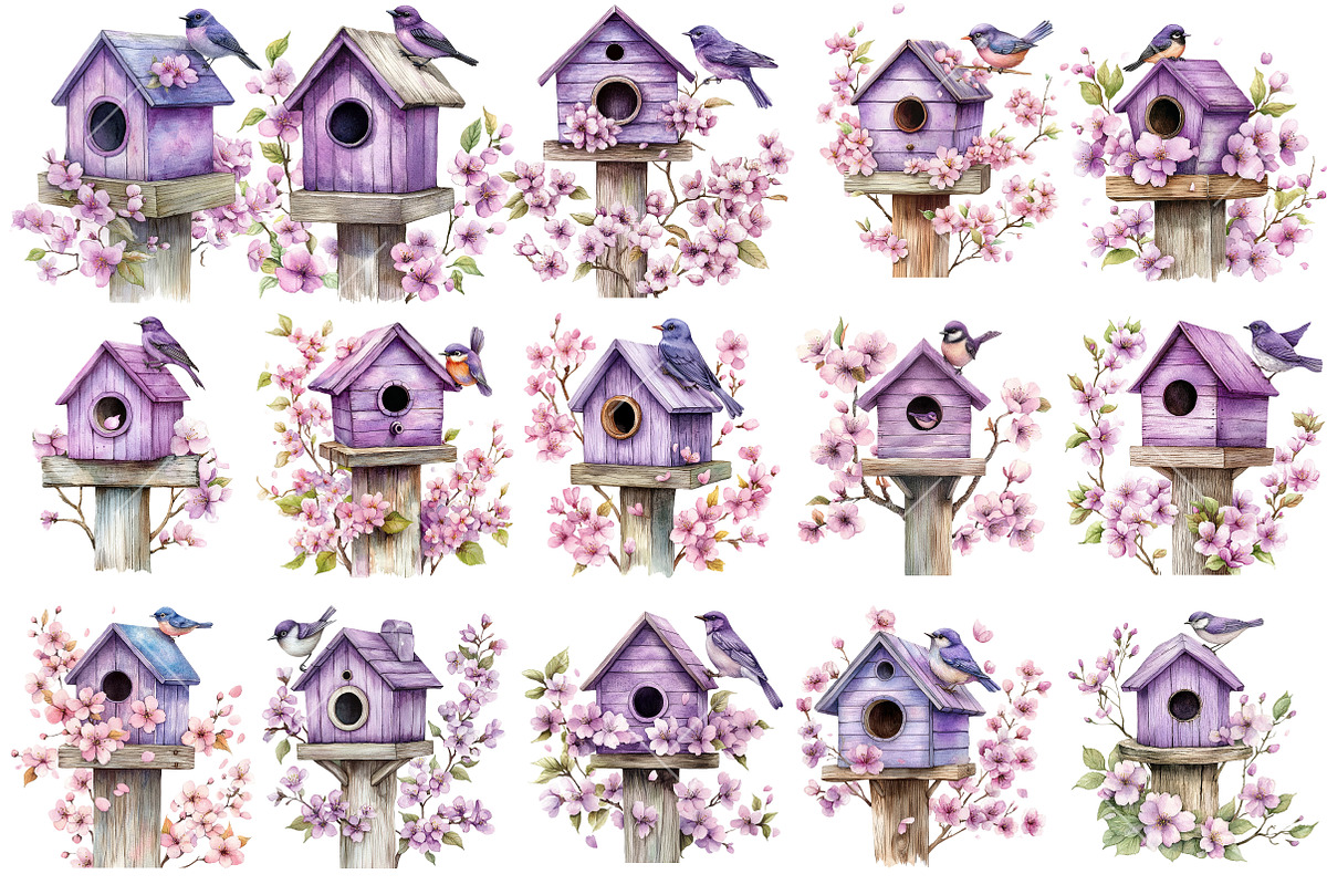 Spring Bird House Clipart, an Illustration by OK Design (Photo 2 of 6)