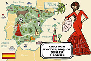 Cartoon vector map of Spain +bonus, an Illustration by Nata Savina Art (Thumbnail 1 of 3)
