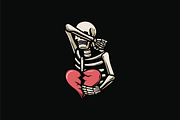Skeleton Holding Broken Heart, an Object Illustration by nomlimo.com (Thumbnail 1 of 3)