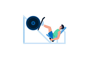 Man working out legs with leg press, a Sport Illustration by pikepicture