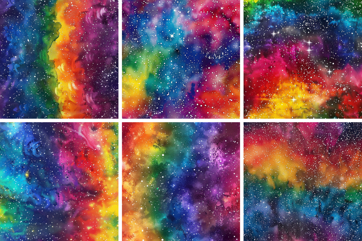 Rainbow Painted Galaxy Patterns, a Pattern Graphic by PrintablesByFranklyn (Photo 2 of 4)