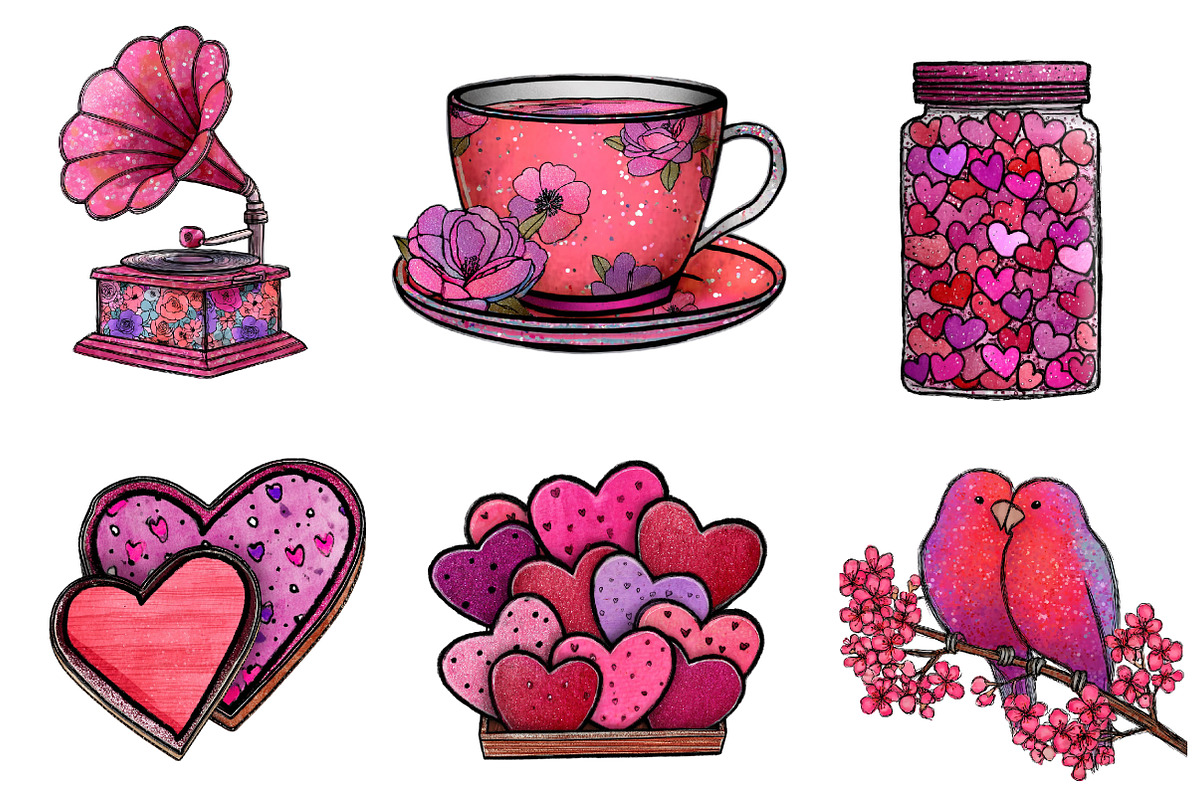 Watercolor Valentine Clipart, an Illustration by CreationArt (Photo 4 of 5)