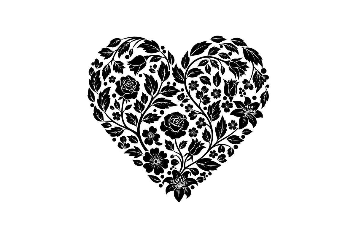 Floral Heart Silhouette Bundle, an Illustration by Designs_River (Photo 18 of 31)