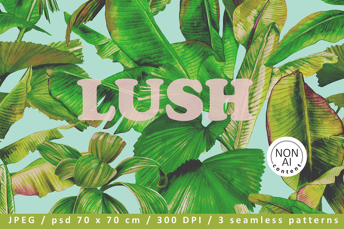 Lush. Tropical pattern, a Pattern Graphic by emeraldthue (Photo 1 of 7)