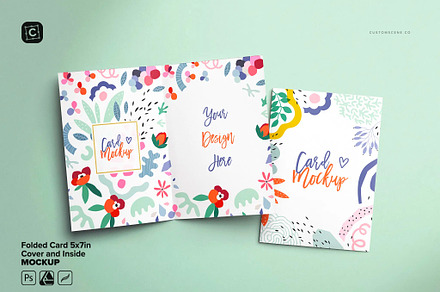 Folded Card 5x7in Cover and Inside, a Product Mockup by Custom Scene