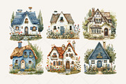 Folk Cottage Homes Clipart Set, an Object Illustration by The Twin Lakes Studio (Thumbnail 4 of 10)