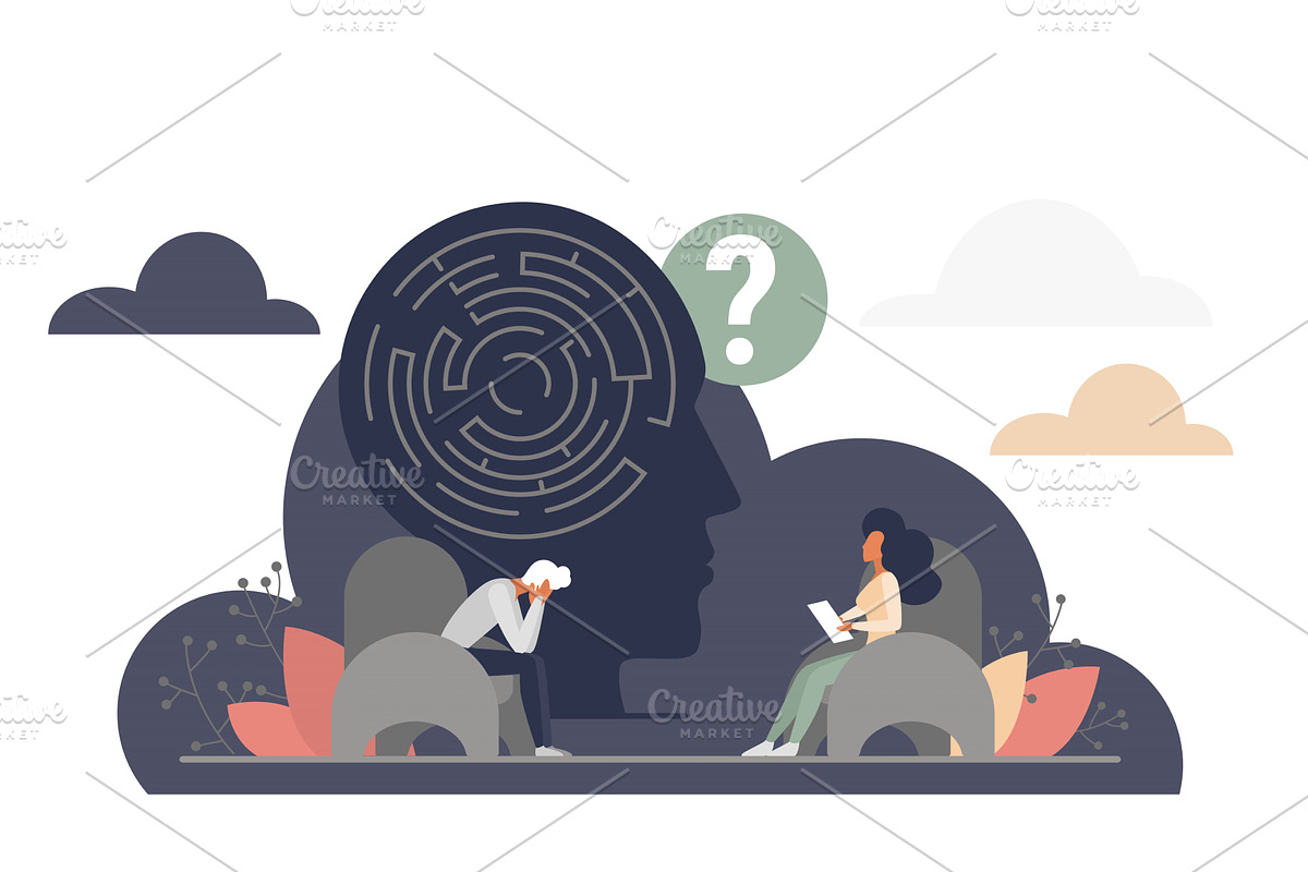 Psychotherapy session mental maze, an Object Illustration by Lemberg Vector