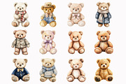 Watercolor Teddy Bear Clipart, an Illustration by Design Market (Thumbnail 2 of 5)