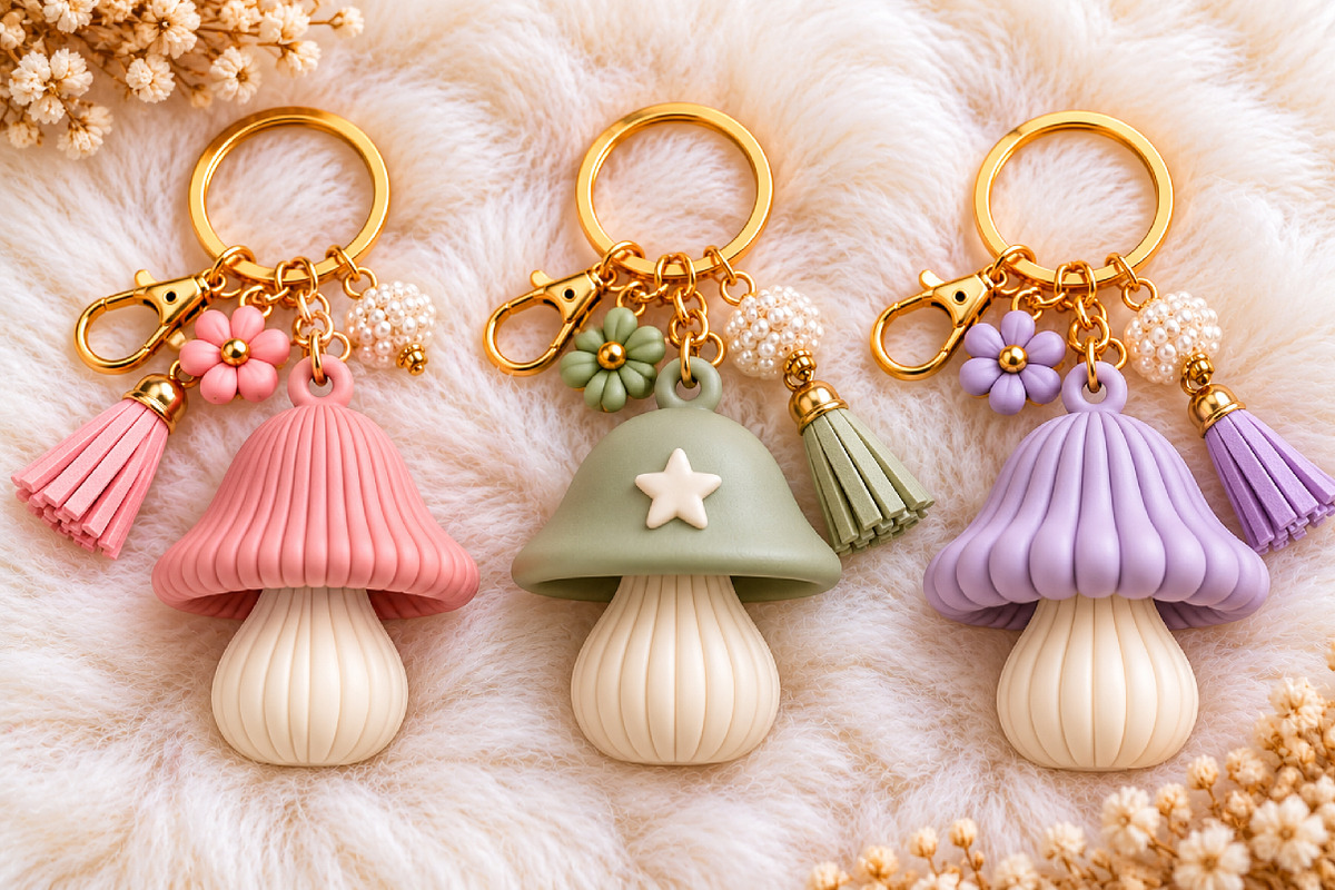 Fantasy Mushroom Keychain 3D STL, an Object 3D Model by Layerology (Photo 1 of 4)