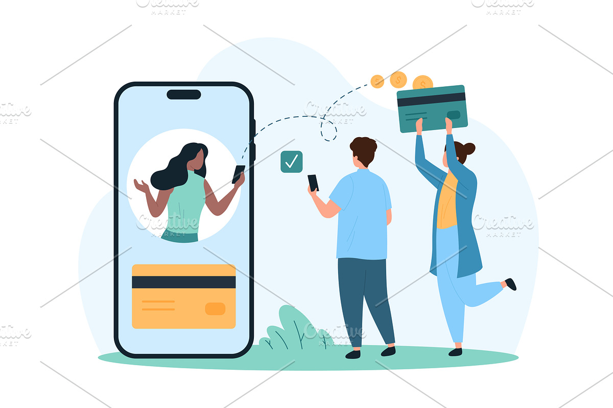 Money transfer banks mobile app, a Technology Illustration by Flashvector